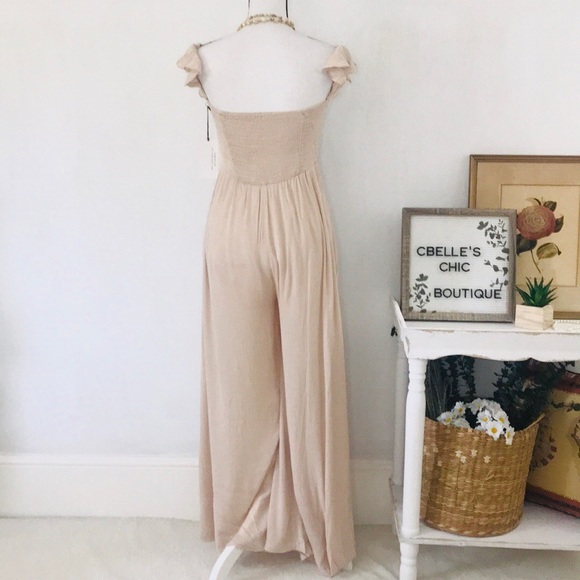 NWT Boho Off-The-Shoulder Smocked Jumpsuit - Picture 7 of 8